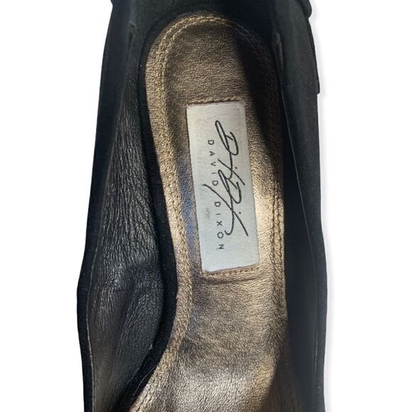 𝅺DAVID Dixon Black Suede Platform Gold Stud Black Heels - Picture 6 of 12